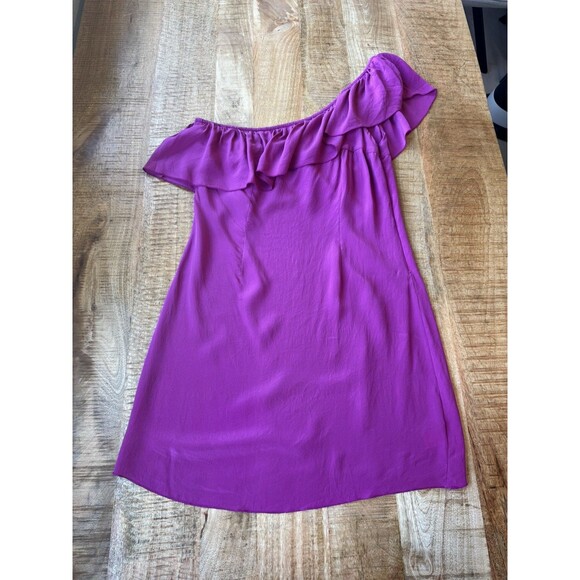 Jenny Han Women's Pink Silk Dress One Shoulder Ruffle Accent Small - Picture 1 of 13